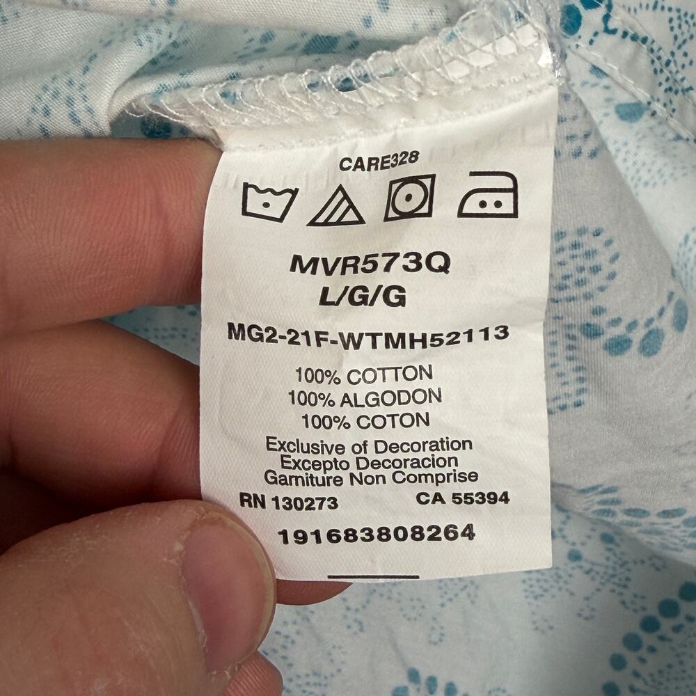 Wrangler Western Pearl Snap Long Sleeve Paisley Blue White Button Up L - Picture 6 of 6